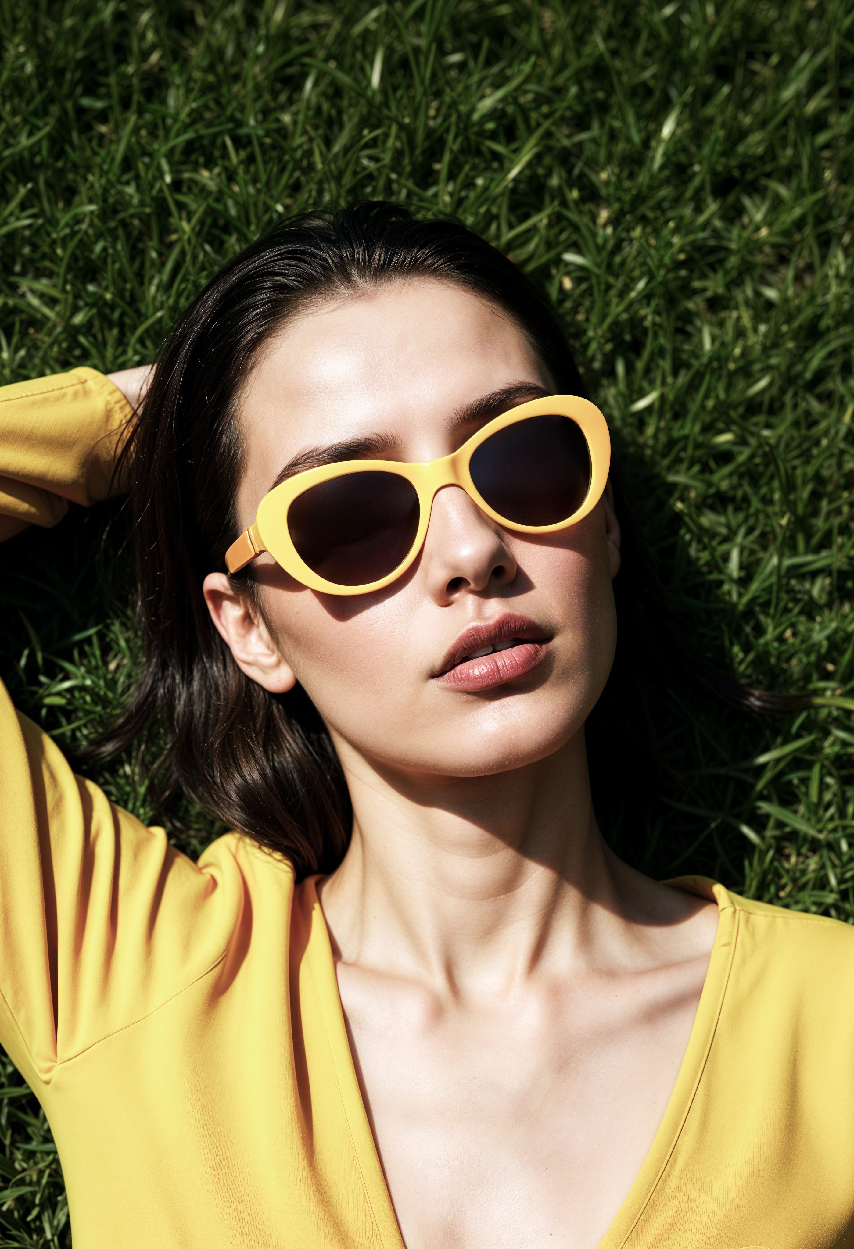 Close-up of UV protected sunglasses lenses